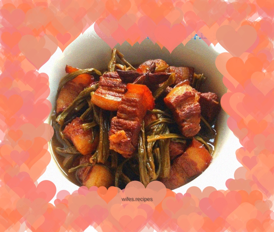 [Braised pork belly and dried beans]