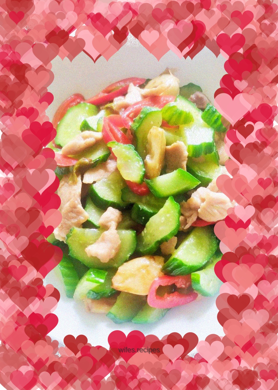 Stir-fried lean meat with cucumber and red pepper