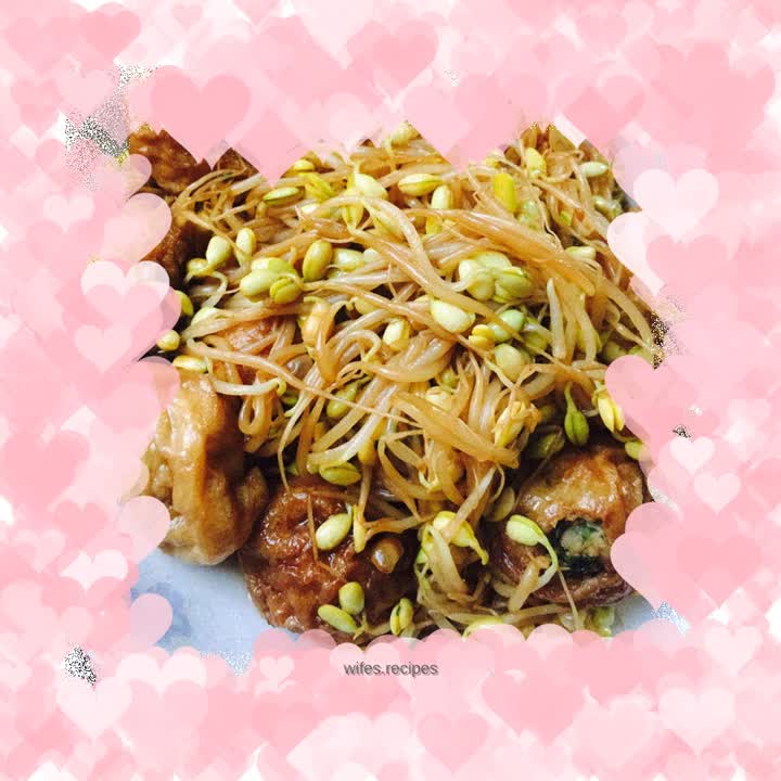 Soybean sprouts and braised gluten-stuffed pork