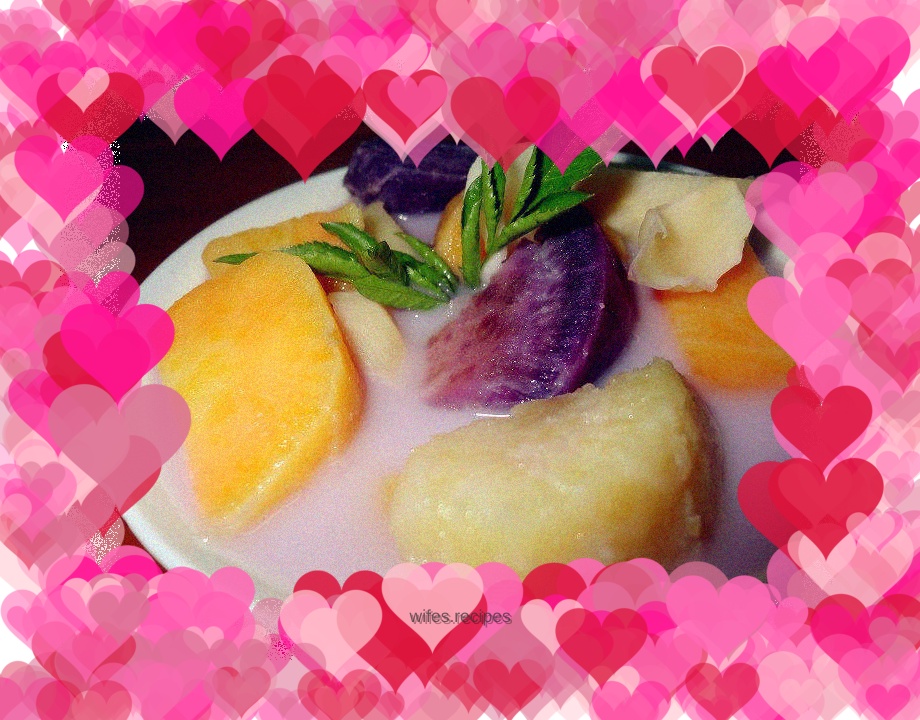 Colorful coconut milk sweet potato syrup