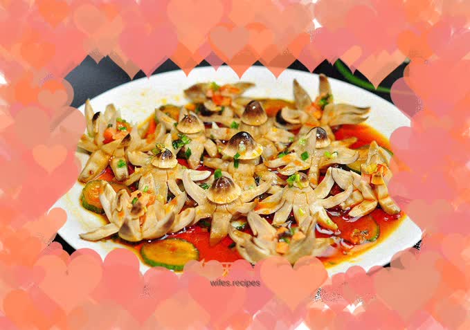 Green onion, straw mushrooms