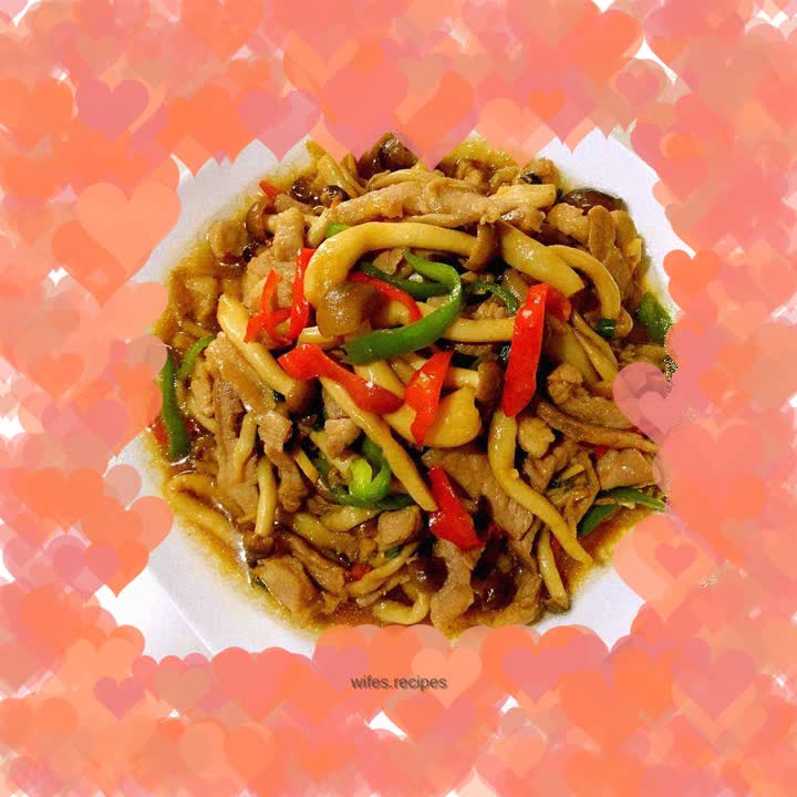Stir-fried Shredded Pork with Crab Flavor Mushroom