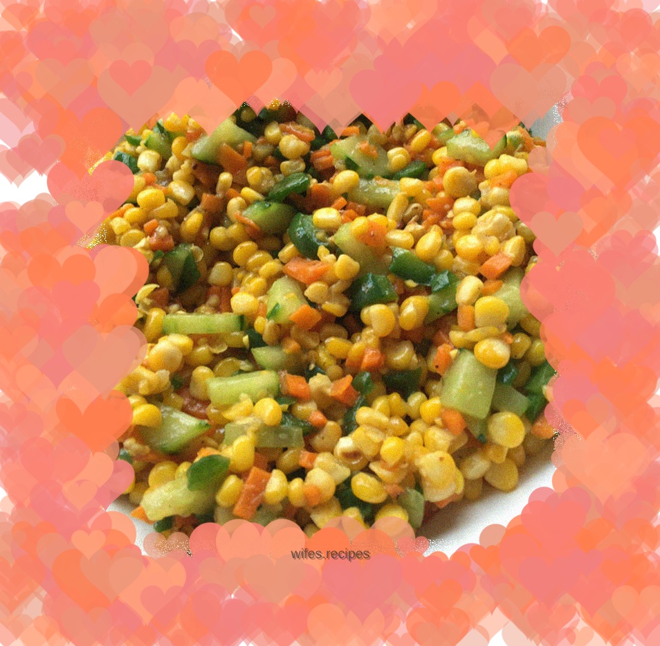Vegetarian fried tender corn kernels