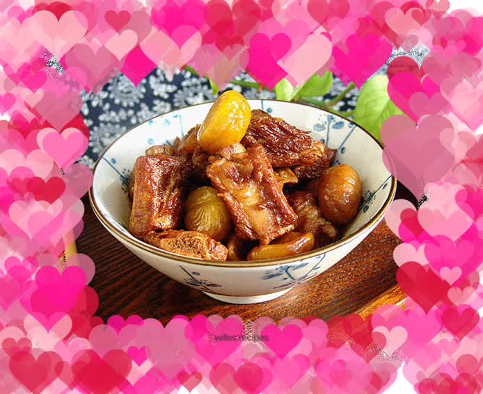 Chestnut roasted pork ribs