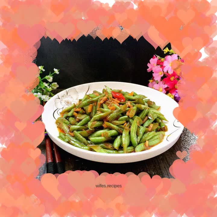 Sauce-flavored scallops and green beans