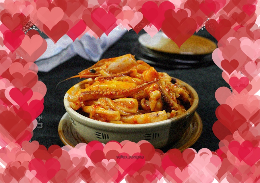 Korean seafood kimchi rice cake