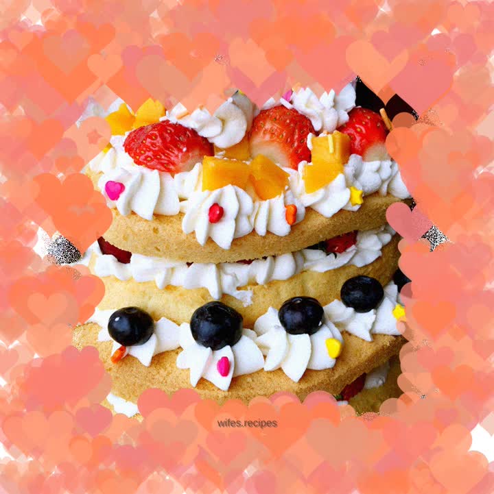 Cream Fruit Naked Cake