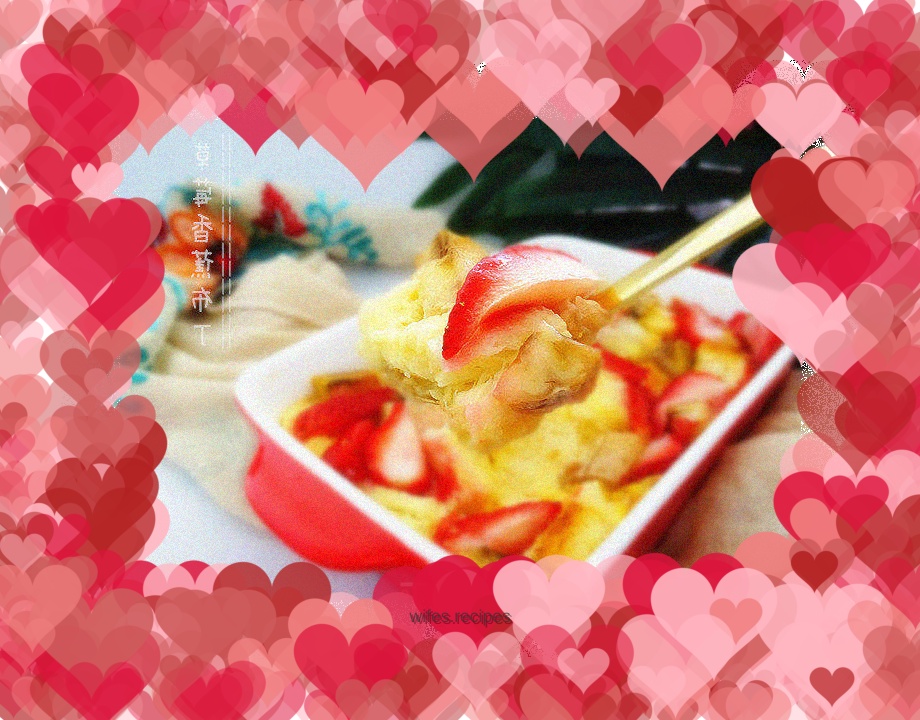 Strawberry Banana Toast Pudding