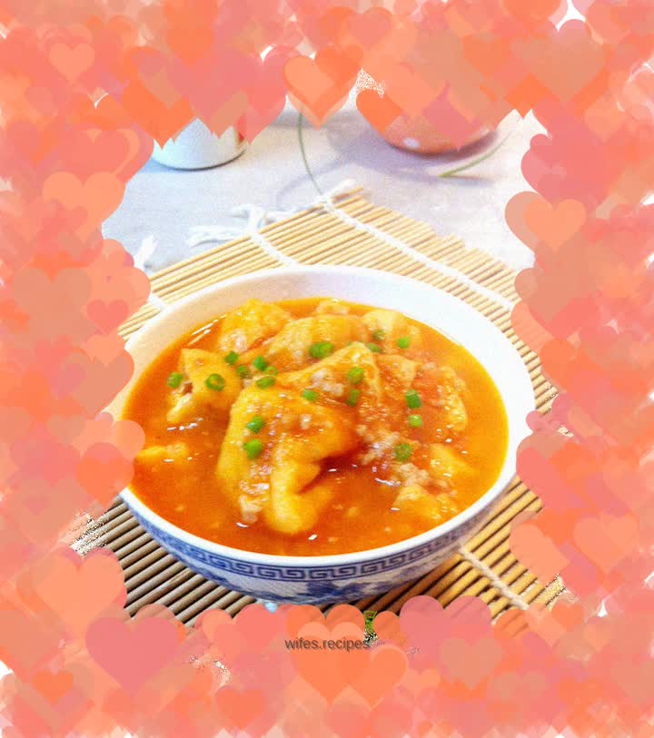 Tomato sauce tofu puff