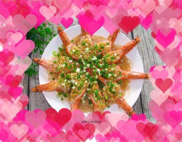 Steamed prawns with garlic vermicelli