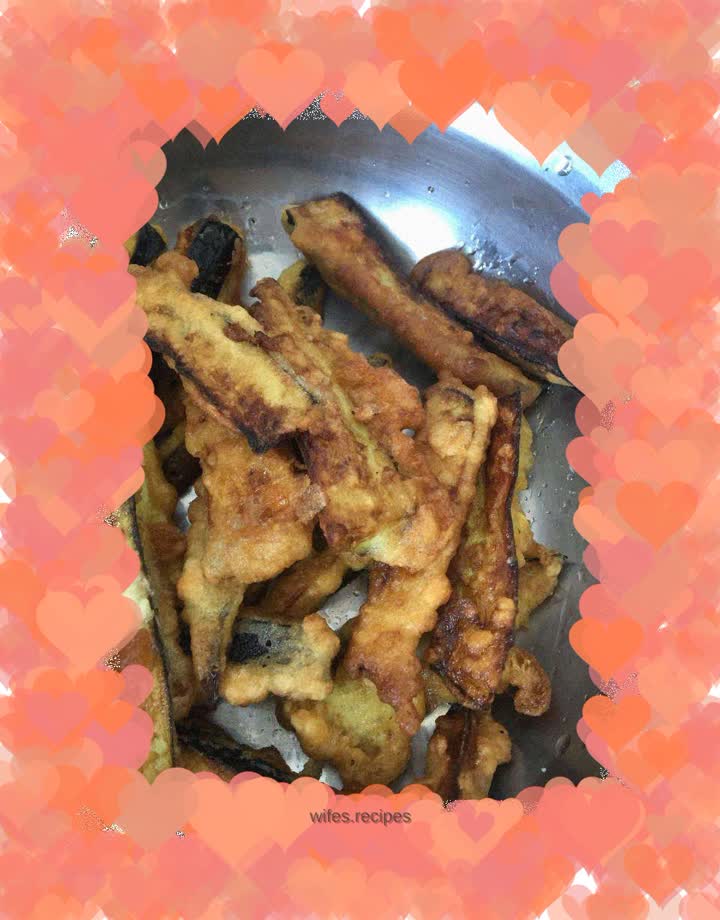 Fried eggplant strips
