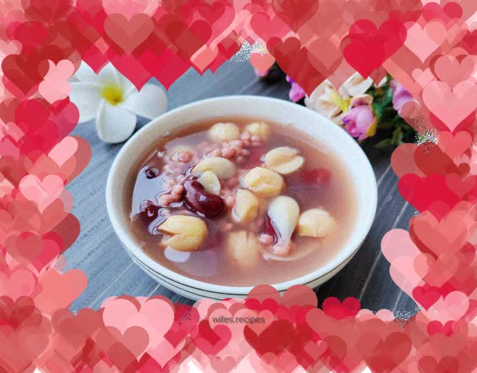 Lotus seed, barley, lily and red bean soup