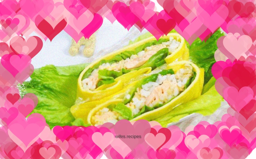 Salmon cheese egg-free rice balls, baby food, eggs + rice + lettuce