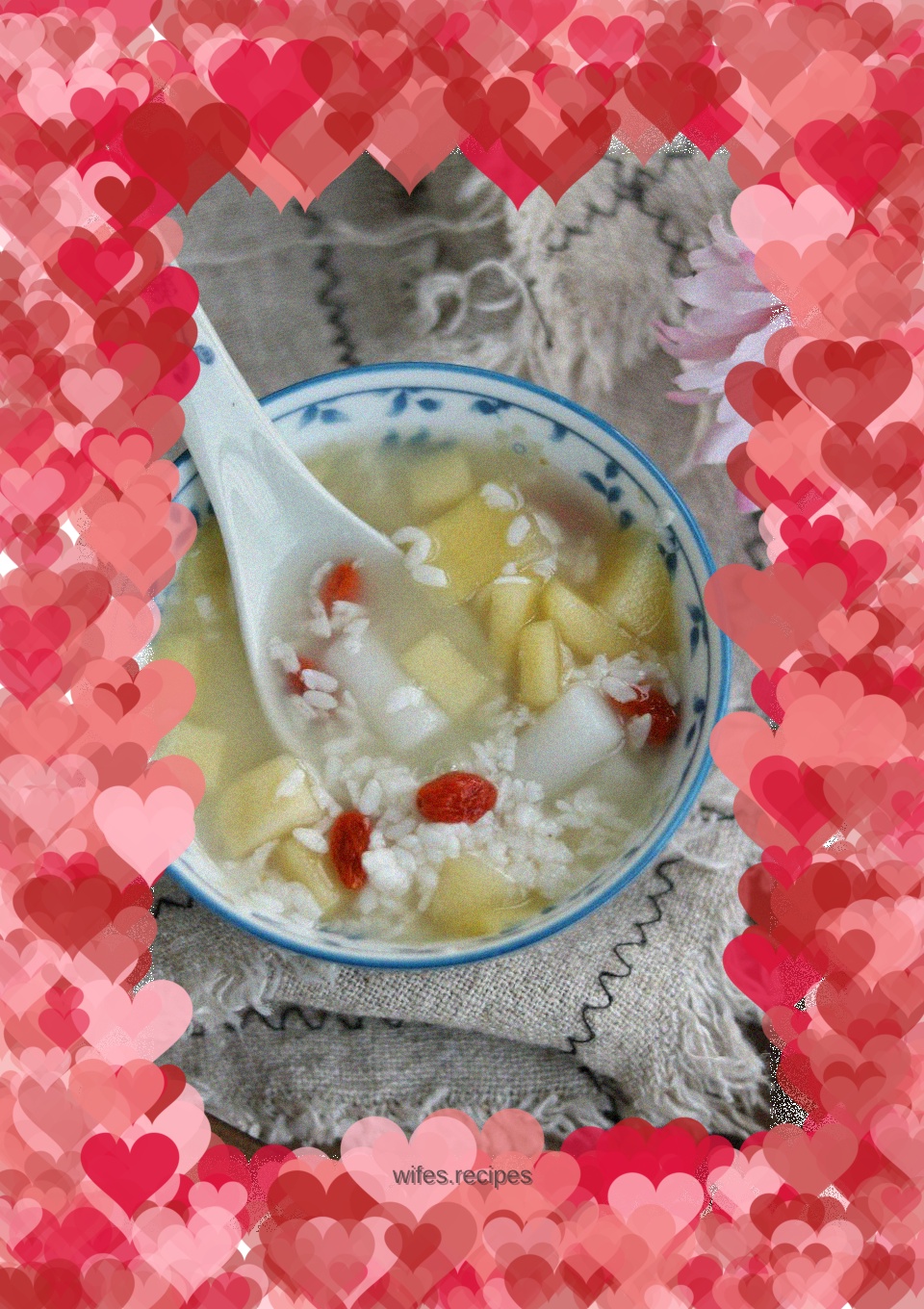 Fermented glutinous rice cake soup with apples