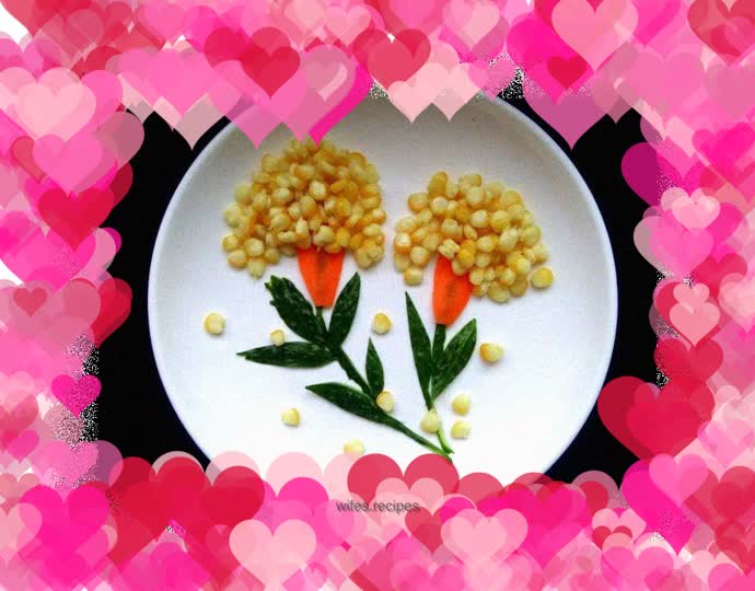 Corn kernels and cucumber platter