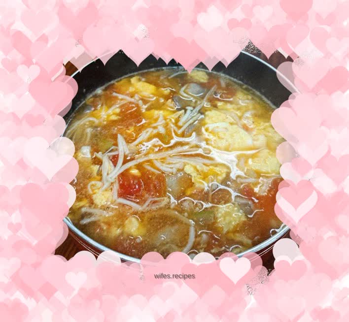 Tomato, Mushroom and Egg Soup