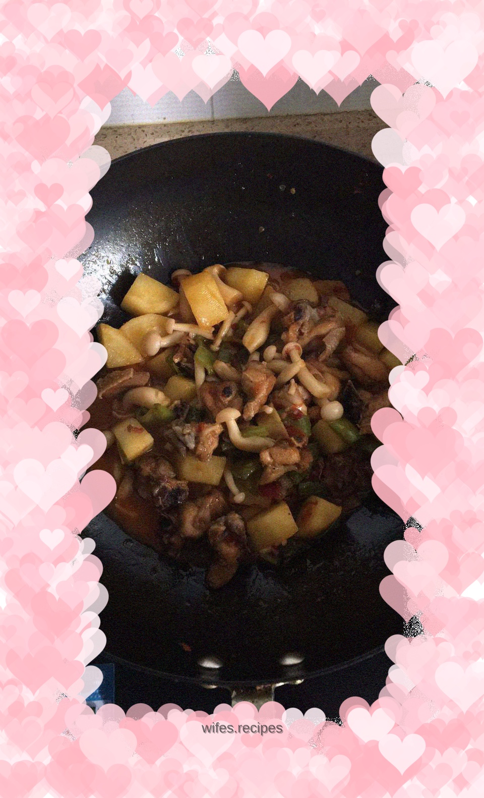 Braised chicken legs with small mushrooms