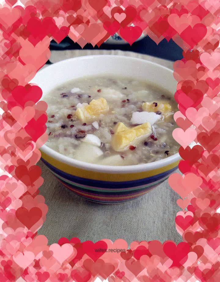 Goose egg, three-color quinoa porridge