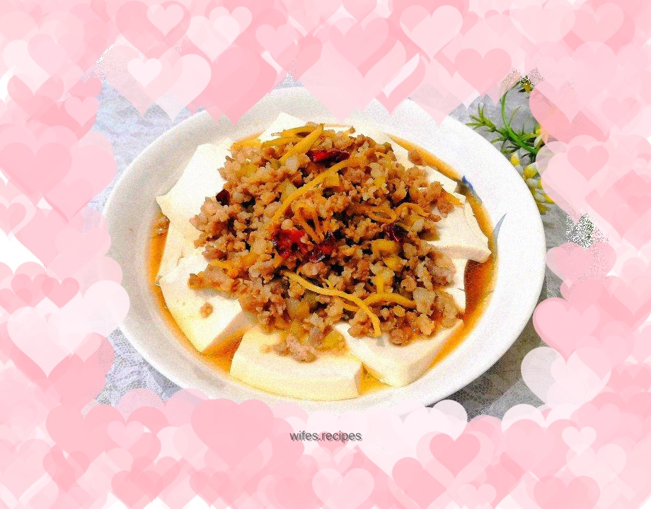 Steamed Tofu with Mustard Minced Pork