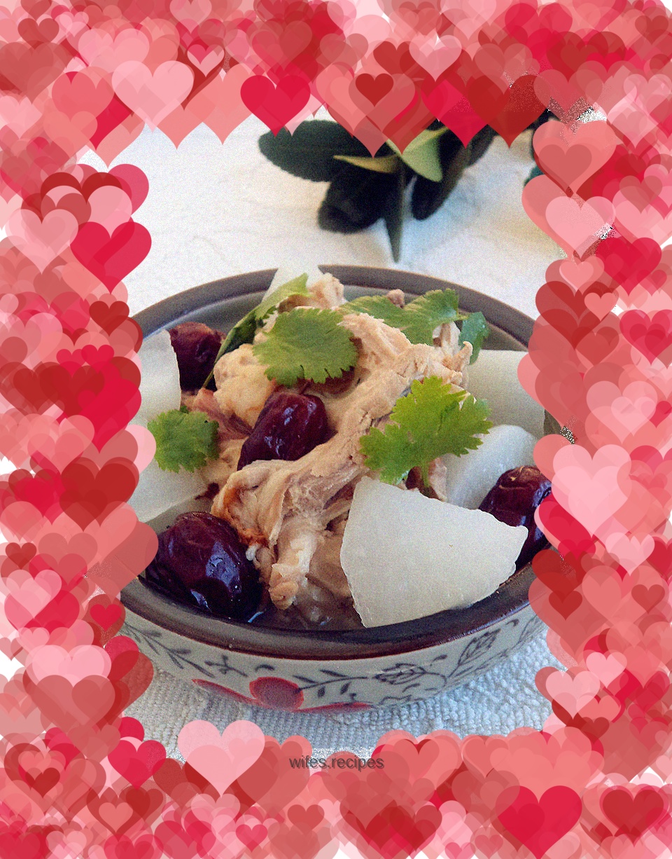 White radish, red dates and duck bone soup