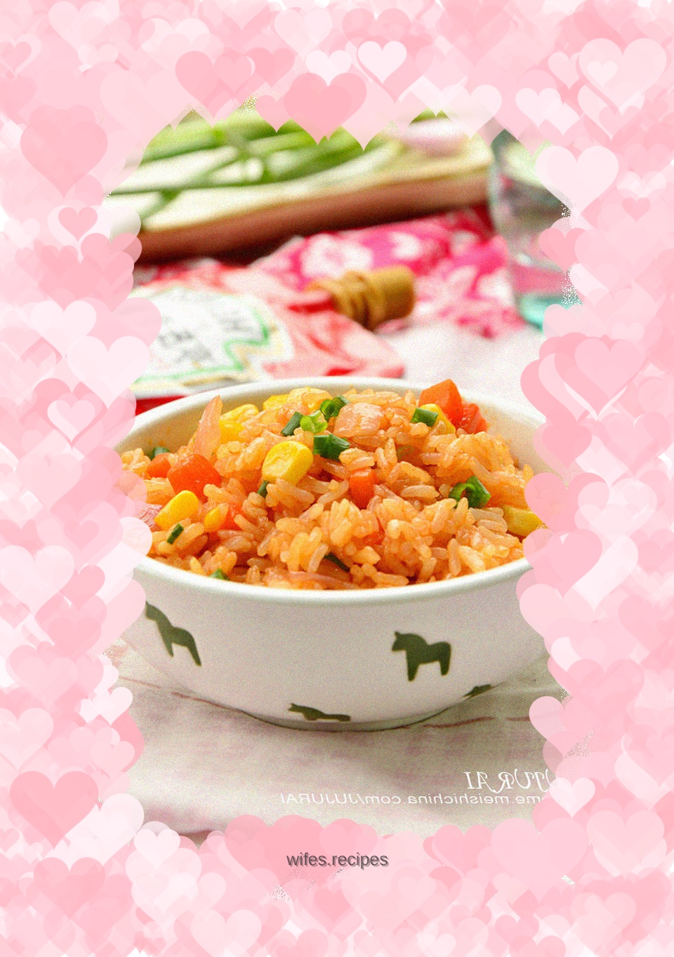 Fried rice with colorful vegetables and tomato sauce