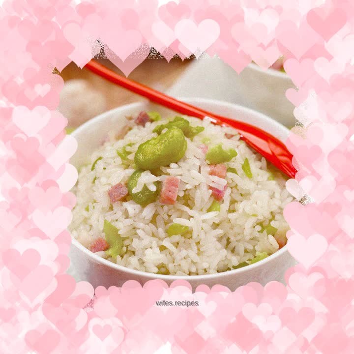 Broad beans and ham braised rice