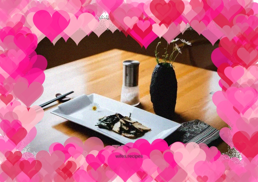 Stir-fried matsutake mushrooms with dandelions