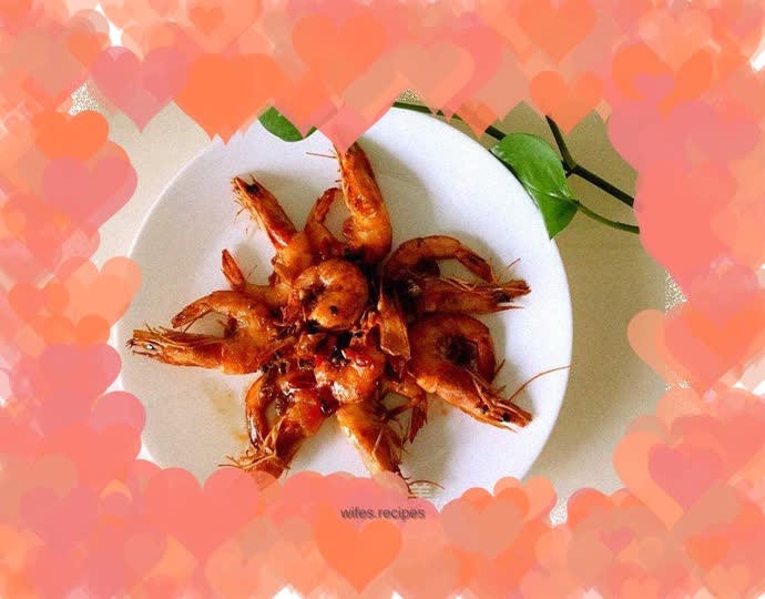 Fried prawns in oil