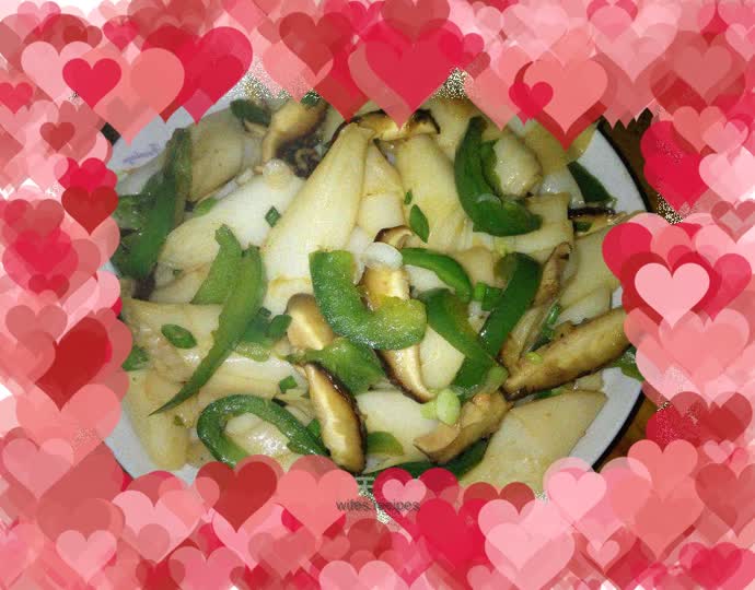 Green pepper, mushroom and chee cheong fun