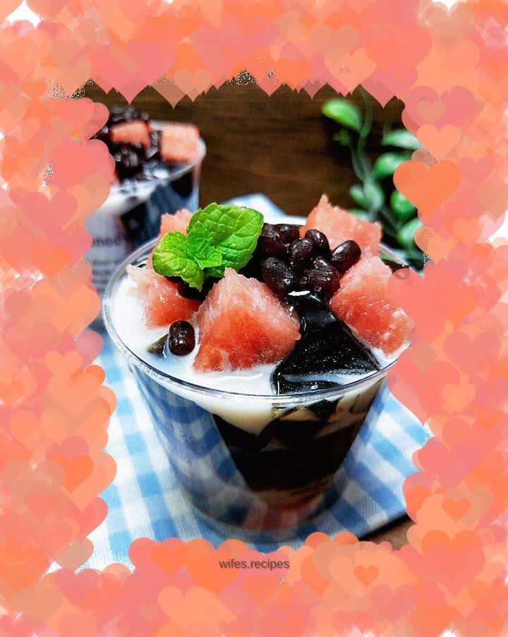 Watermelon Red Bean Coconut Milk Cup