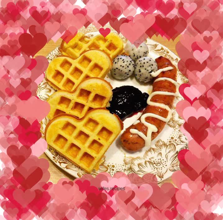 Breakfast: Waffles, Sausage and Fruit Combo