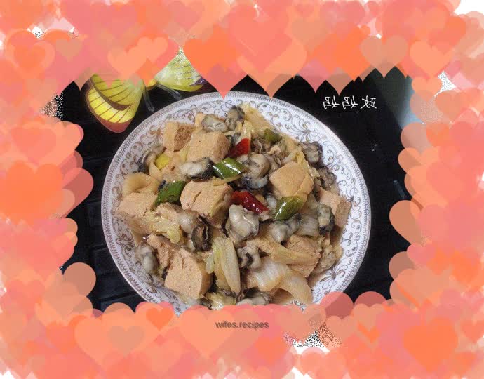 Stewed Frozen Tofu with Cabbage and Sea Oysters