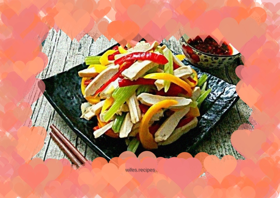 Stir-fried dried tofu with celery and colored pepper
