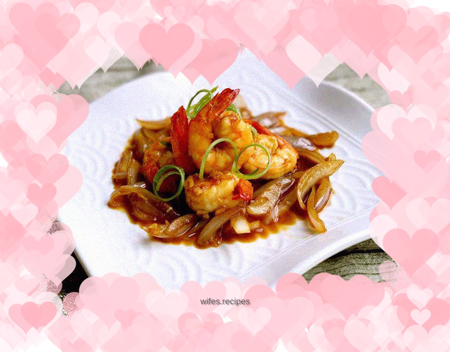 Pan-fried king prawns in soy sauce