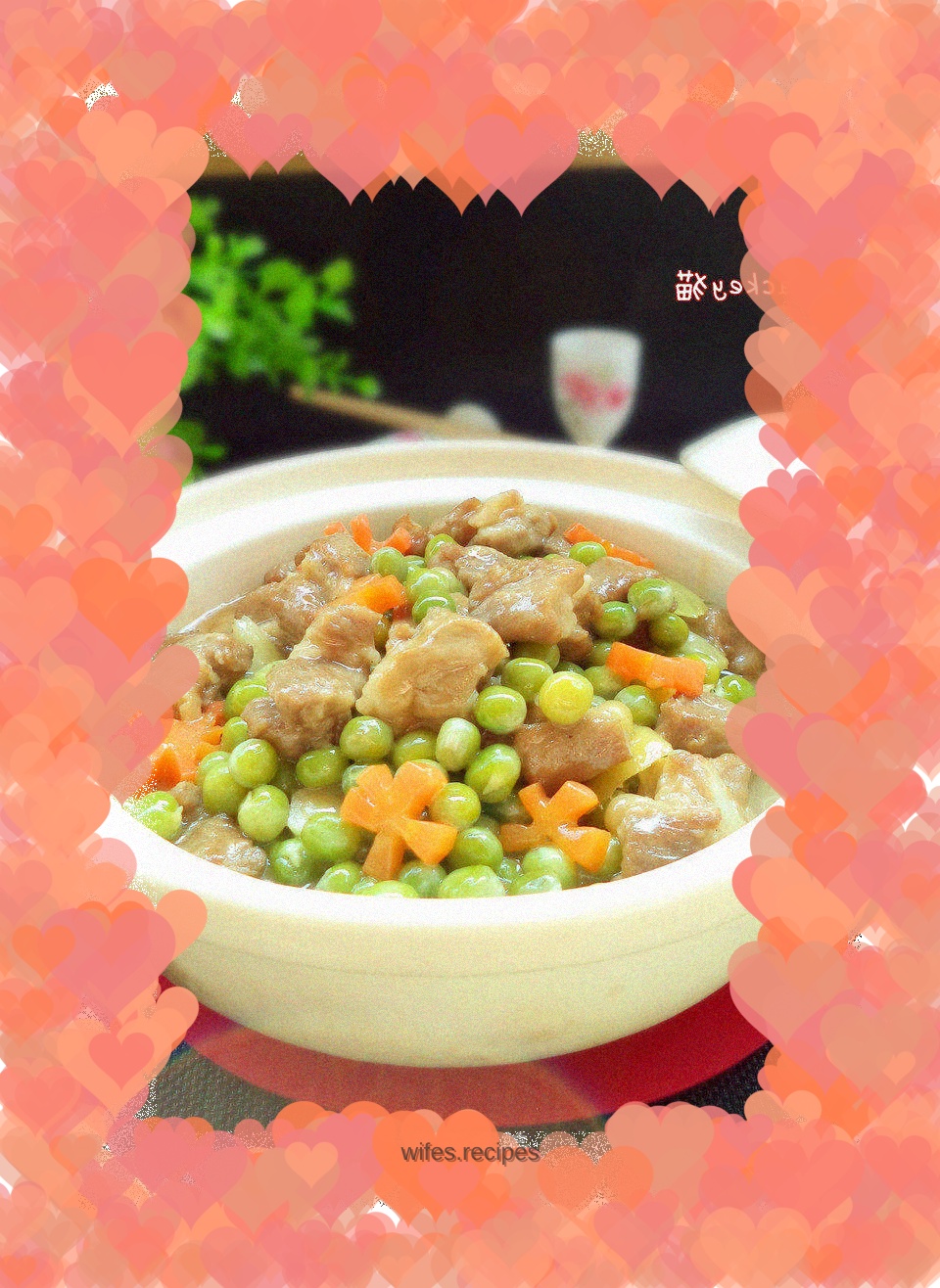 Braised pork ribs with peas