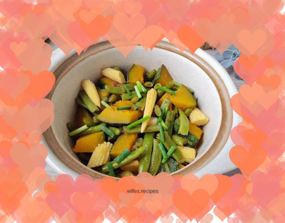 Braised Pumpkin and Green Beans with Garlic