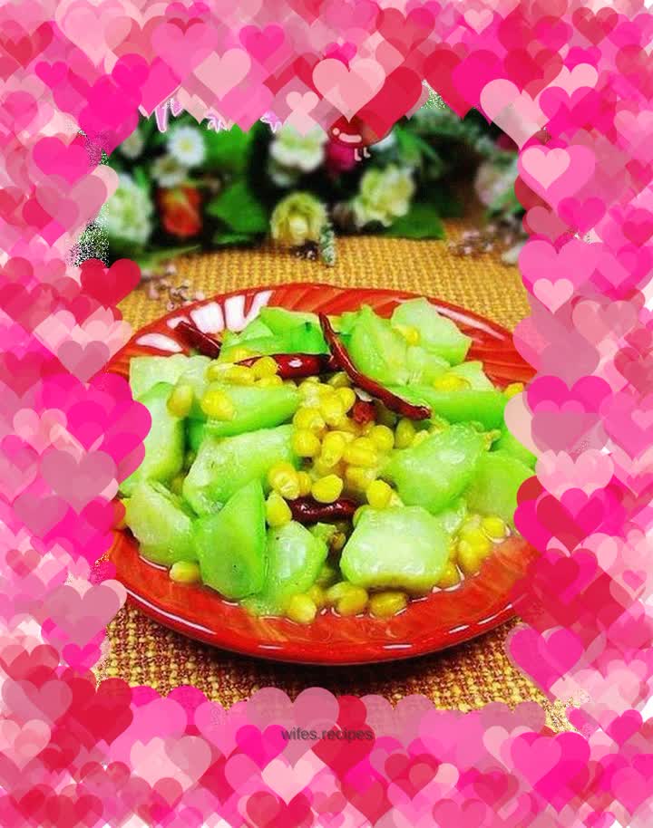 Fried corn with loofah