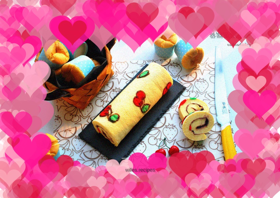 Cherry painted cake roll