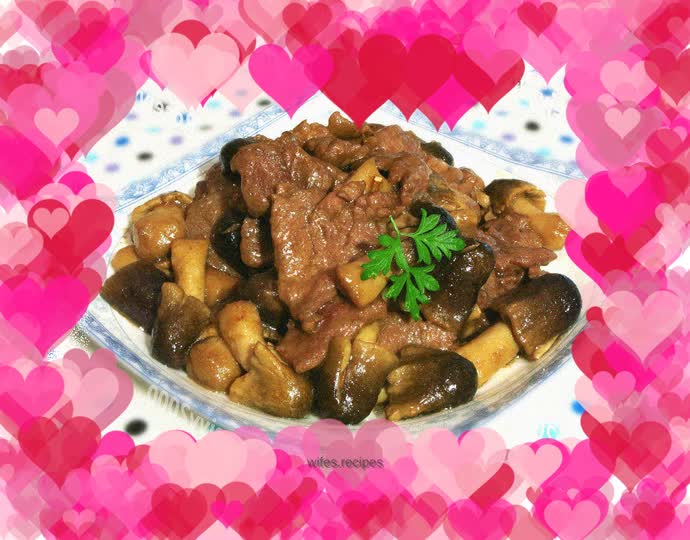 Beef with oyster sauce and straw mushroom