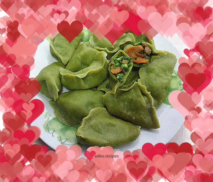 Green sesame clam dumplings