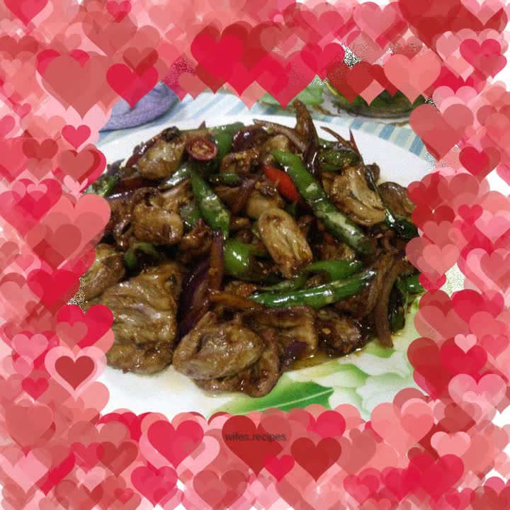 Stir-fried chicken hearts