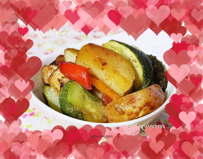 Oven-cooked chicken and vegetables