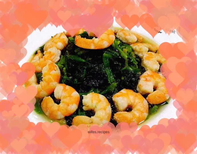 Spinach falls in love with shrimp