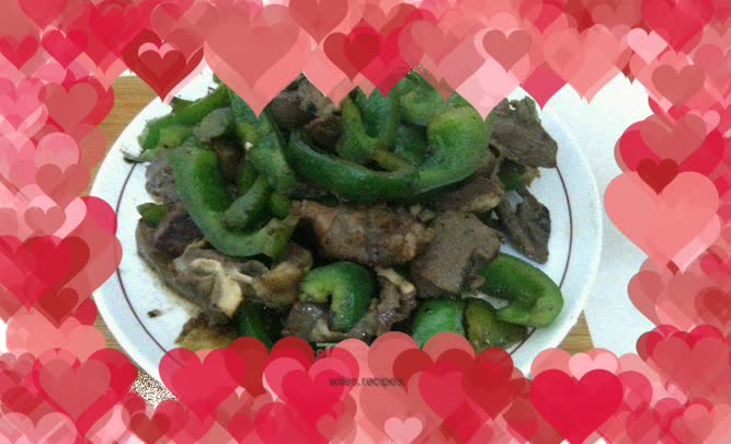 Stir-fried pork heart with green pepper