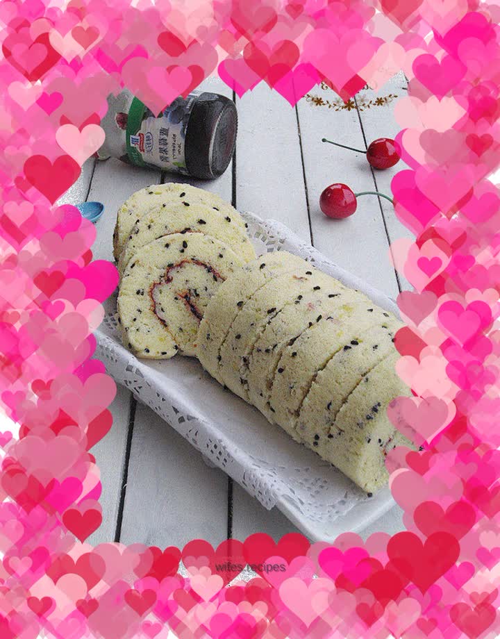 High flour black sesame cake roll