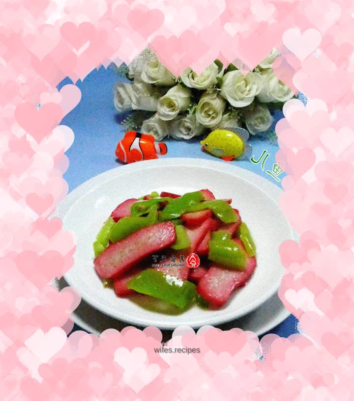 Stir-fried red bacon with peppers