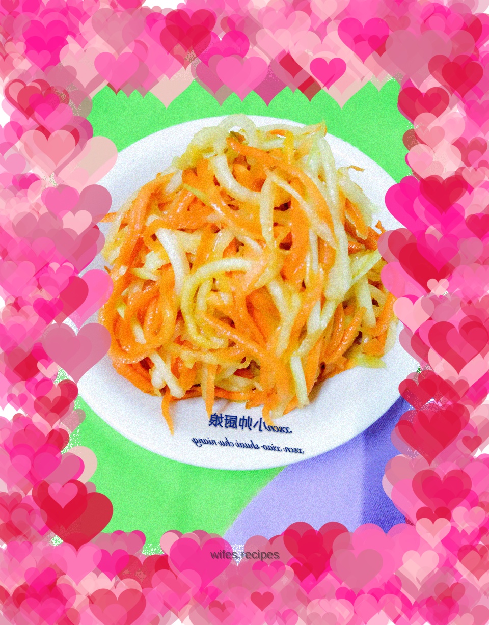 Cold two-color radish strips~Cold green radish and carrots