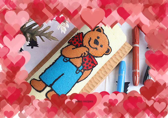 Cartoon painting. 【Purple sweet potato yogurt cake roll】