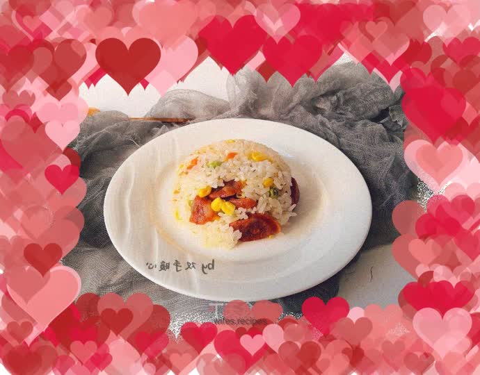 Braised rice with sausage and vegetables