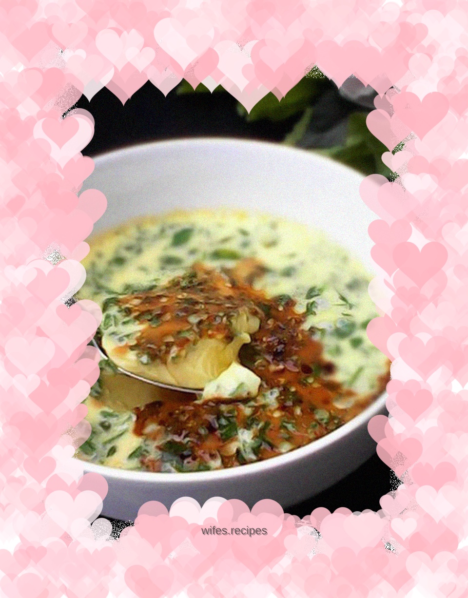 Steamed egg custard with shepherd's purse